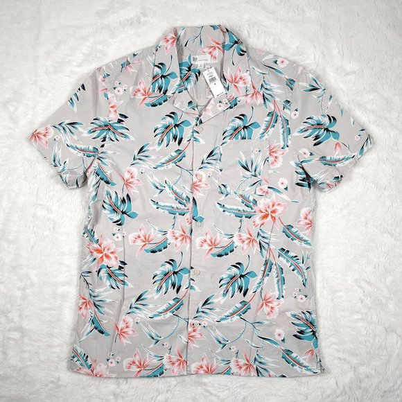 Gap Shirt Men Short Sleeve Hawaiian Button Down Shirt - Picture 1 of 8